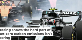 Formula 1 drivers maneuver for position during the 2026 Miami Formula One Grand Prix in Florida. Chandan Khanna / AFP via Getty Images